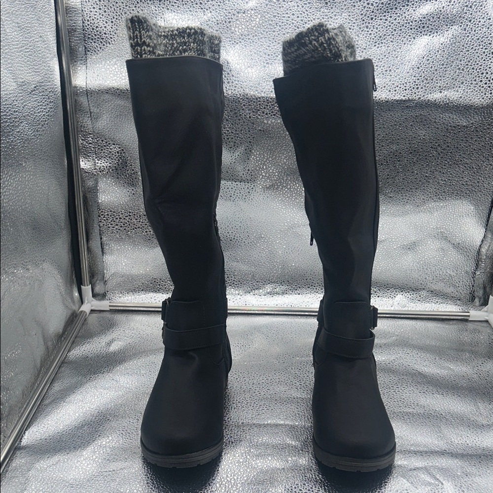 Shoe Dazzle Black Knee-High Winter Boots